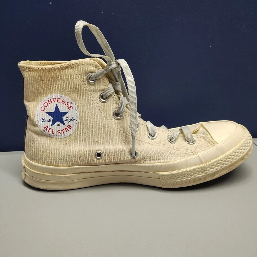Converse All-Stars Des Garcons High Top Sneaker Mens Size 6 Cream‎ Logo Lace Up - Picture 11 of 16